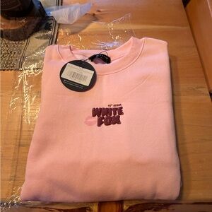 White Fox Boutique Pink Logo Crewneck Sweatshirt